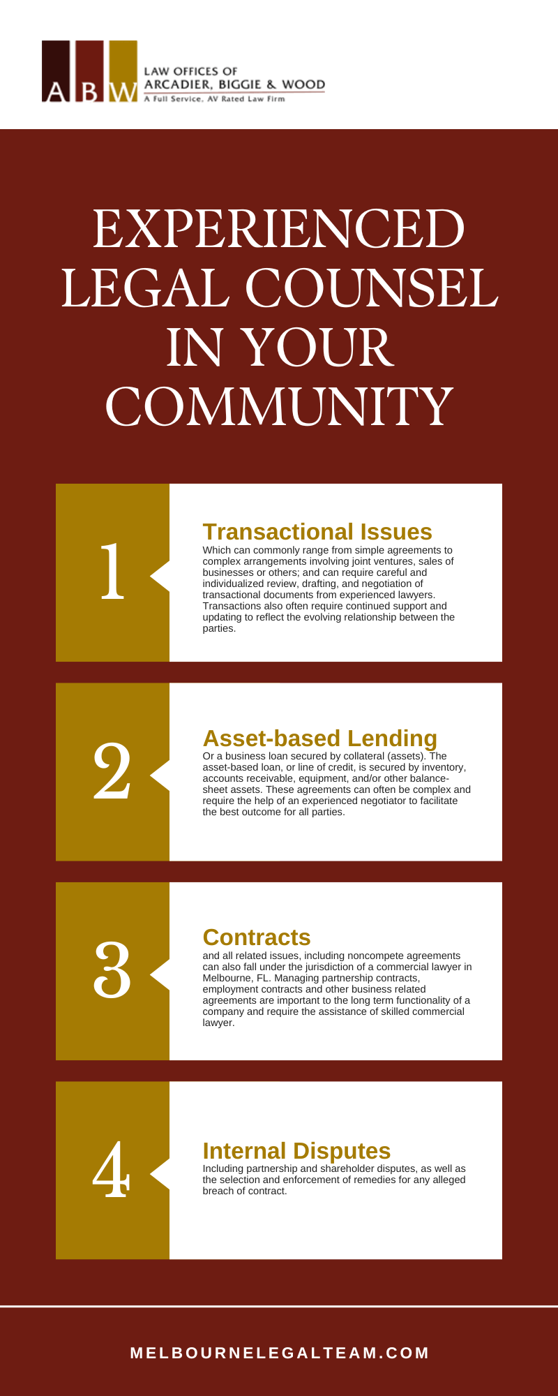 Experienced Legal Counsel In Your Community Infographic